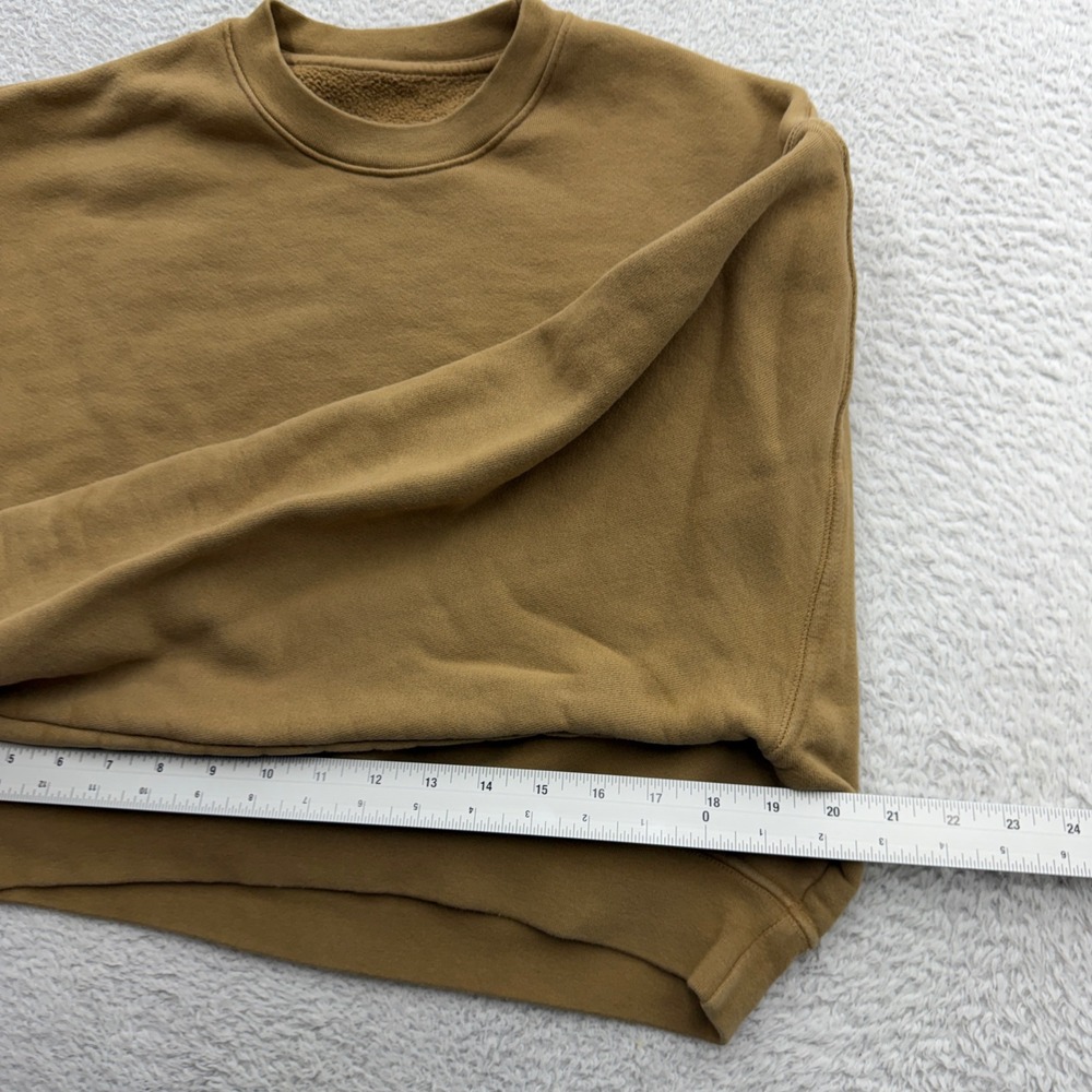 Set Active Women Small Tan Cropped Sweatshirt Cotton Fleece Pullover Made in USA - Picture 6 of 9